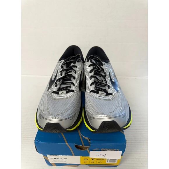 -1218 Brooks Glycerin 15, Grey/Yellow-US 9.5 Mens Med Width - Picture 3 of 5